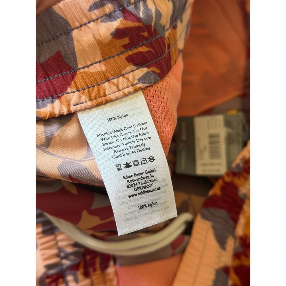 Eddie Bauer Shorts NEW Womens Tidal Floral Print Nylon Royal Red Orange 2XL Tall
